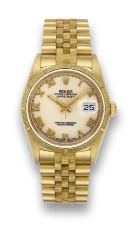 Rolex, Ref. 16248 Yellow Gold.Datejust Ivory Dial.Rolex, Oyster Perpetual Datejust, Superlative Chronometer.Officially Certified, Ref. 16248/16200. Made circa 1989..Very fine and rare, center-seconds, self-winding, waterresistant.18K yellow gold wristwatc