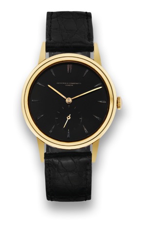 Vacheron Ref. 4715, Retailed.by Van Cleef & Arpels.Vacheron & Constantin, Geneve, movement No. 488373.case No. 323539. Made in the 1950's..Fine, 18K yellow gold wristwatch with black dial..To be sold without reserve