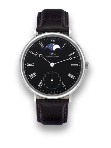 IWC Portofino Hand-Wound.International Watch & Co..(IWC), Schaffhausen, Portofino Hand-Wound, movement.No. 3073716, case No. 3317695, Ref. IW544801. Sold on.July 10th, 2009..Very fine, large, stainless steel wristwatch with moon phases.and a stainless ste