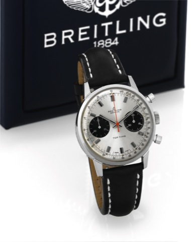 BREITLING - TOP TIME - STEEL - CHRONOGRAPH.Breitling, Geneve, Top Time, case No. 1288414.Ref. 2002-33. Made in the 1960's..Fine, water resistant, anti-magnetic, stainless steel wristwatch.with round button chronograph, register, tachometer and a.stainless