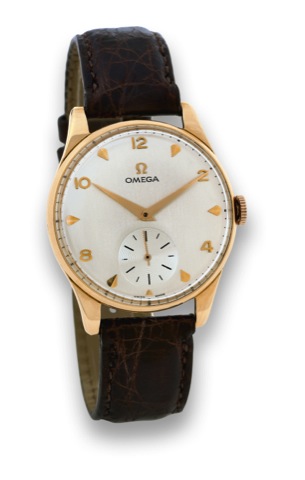 OMEGA - REF. 2896 - PINK GOLD.Omega, No. 15183757, case No. 181537, Ref. 2896..Made circa 1958..Fine and elegant 18K pink gold wristwatch.