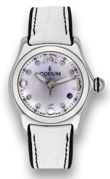 CORUM STEEL BUBBLE.Corum, Bubble, case No. 779809, Ref. 39.150.20. Sold in May 2007..Fine, center seconds, water-resistant, curved, stainless steel lady