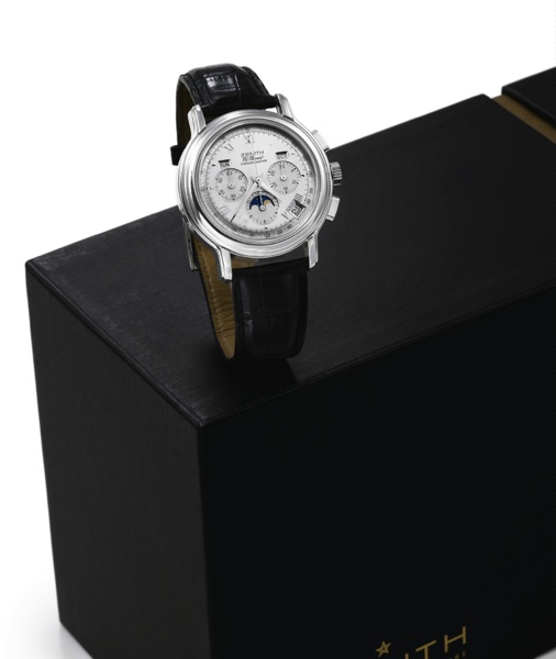 ZENITH STEEL EL PRIMERO CHRONOMASTER.Zenith, El Primero, Chronometre, Ref. 01.0240. 410. Made.in the late 1990's..Very fine, self-winding, water-resistant, stainless steel.wristwatch with square button chronograph, registers.tachometer, moon phases, tripl