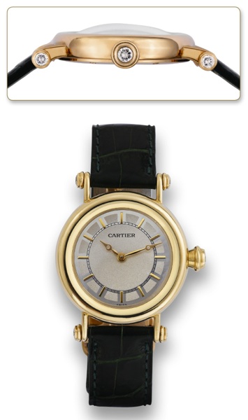 CARTIER, DIABLO GOLD & DIAMONDS.Cartier, Diablo, case No. C 86198, Ref. 1461 0. Made.circa 2000..Fine and elegant, water-resistant, 18K yellow gold and.diamond lady