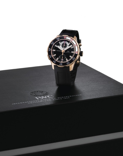 IWC AQUATIMER CHRONOGRAPH PINK GOLD.International Watch Co., Schaffhausen, Aquatimer, Flyback Chronograph, case No. 3453764, Ref. 3769. Made in 2008..Fine, center seconds, self-winding, water-resistant, 18K pink gold diver's wristwatch with round button c