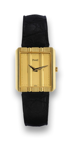PIAGET REF.8163 POLO.Piaget, Ref. 8163, case No. 536496. Made in the 1990's..Fine, rectangular, 18K yellow gold quartz wristwatch with.an 18K yellow gold Piaget buckle. Accompanied by box.instruction book and certificate..To be sold without reserve
