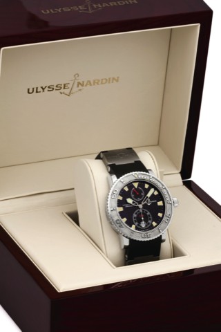 ULYSSE NARDIN, REF. 263-55, MARINE.CHRONOMETER.Ulysse Nardin, Marine Chronometer 1846, Officially Certified.Chronometer. No. 0418, Ref. 263-55. Made in 2007..Fine, self-winding, water-resistant, stainless steel chronometer.wristwatch with date, power rese