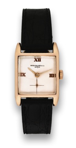 PATEK PHILIPPE, REF. 1522, PINK GOLD..Patek Philippe & Co., Geneve, movement No. 910814, case No. 512580.Ref.1522. Made circa 1950..Fine and rare, square, 18K pink gold wristwatch with an 18K yellow gold.Patek Philippe buckle.