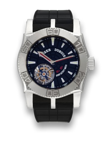 ROGER DUBUIS, REF. SE48 02 9/0, JUST FOR.FRIENDS EASY DIVER FLYING TOURBILLON.Roger Dubuis, Horloger Genevois, Sport Activity Watch -.Just For Friends, Flying Tourbillon 300m/990ft, No. 262/280.movement No. 341, Ref. SE48 02 9/0. Made in a limited.edition