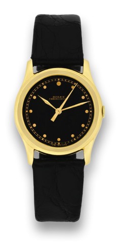 ROLEX, REF. 3080, SCIENTIFIC BLACK DIAL.Rolex, Geneve, Chronometer, No. 38889, Ref. 3080. Made circa 1937..Fine and extremely rare center second, 18k yellow gold wristwatch with black.scientific dial..Property of the Family of the Original Owner
