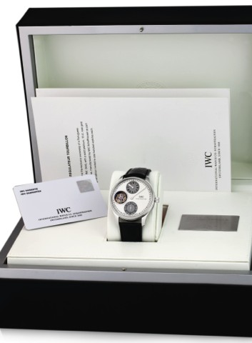 IWC, REF. 5446, PORTUGUESE REGULATEUR TOURBILLON PLATINUM.IWC, International Watch Co., Schaffhausen, Portugieser Regulateur Tourbillon No. 04/100, case No. 3265638.Ref. 5446. Made in a limited edition of 100 pieces, sold on March 1st 2008..Extremely fine