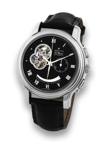 ZENITH EL PRIMERO CHRONOMASTER.Zenith, ChronoMaster Open - El Primero, Automatic,.Ref. 03 1260 4021. Sold on December 4th, 2003..Fine, large, self-winding, water-resistant, stainless steel.wristwatch with square button chronograph, register, powerreserve.