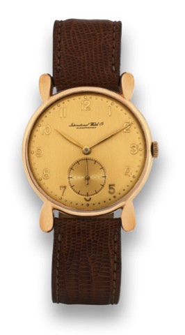 IWC PINK GOLD TEARDROP LUGS.International Watch Co., Schaffhausen, movement No. 1106708. Made in the 1960's..Fine, 14K pink gold wristwatch.