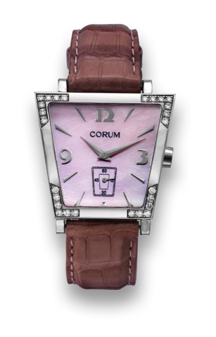 CORUM REF. 106.405.47 TRAPEZE STEEL AND DIAMOND.Corum, Trapeze, Ref. 106.405.47. Made circa 2005..Fine, stylized, curved, water-resistant, stainless steel and diamond quartz wristwatch with a stainless steel Corum.buckle.