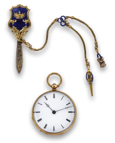 J.F. BAUTTE & CIE PENDANT WATCH & CHATELAINE.Jean-Francois Bautte & Cie, a Geneve, No. 70054. Made circa.1885..Very fine, Louis XV-style, 18K gold, keyless lady