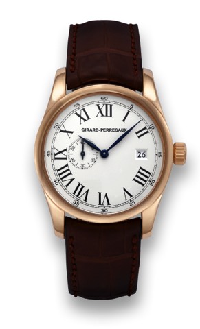 GIRARD-PERREGAUX REF. 4952 PINK GOLD.Girard-Perregaux, La Chaux-de-Fonds, Automatic, case No..18, Ref. 4952. Made circa 2010..Fine, center seconds, self-winding, 18K pink gold wristwatch.with date and an 18K pink gold Girard Perregaux buckle..Accompanied 