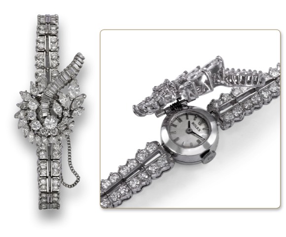 ROLEX LADY'S PLATINUM & DIAMOND.CONCEALED WATCH.Rolex. Made in the 1960's..Fine and elegant, platinum and diamond lady