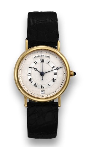 BREGUET REF.3320 AUTOMATIC.Breguet, No. 4926, Ref. 3320. Made in the 1990s..Fine and elegant, center-seconds, self-winding, 18K yellow.gold wristwatch with instantaneous date and 18K yellow gold.buckle.