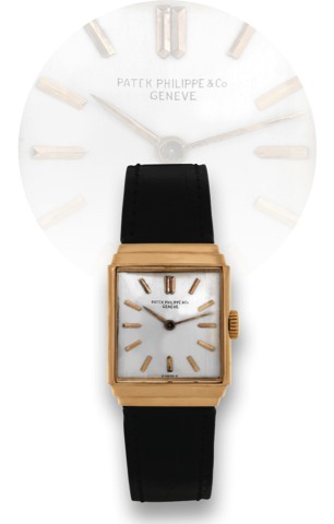 PATEK PHILIPPE REF. 594 PINK GOLD.Patek Philippe & Co., Geneve, movement No. 851166, case.No. 619561, Ref. 594. Made in 1939, sold on April 12th, 1940..Very fine and rare, square, 18K pink gold wristwatch..Accompanied by the Extract from the Archives.