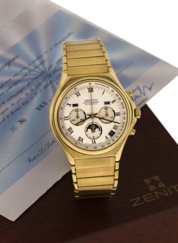 ZENITH CHRONOMASTER EL PRIMERO, YELLOW.GOLD.Zenith, Chronomaster Chronograph Automatic, No. 83.case No. 300150418. Made in the 1980