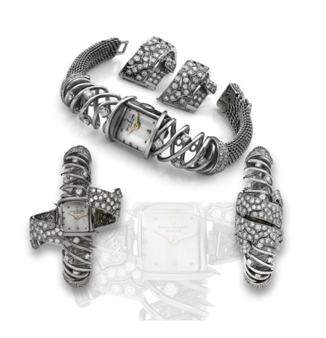 PATEK PHILIPPE BRACELET WATCH WITH DETACHABLE CLIP BROOCHES, PLATINUM & DIAMOND.Patek Philippe, Gen