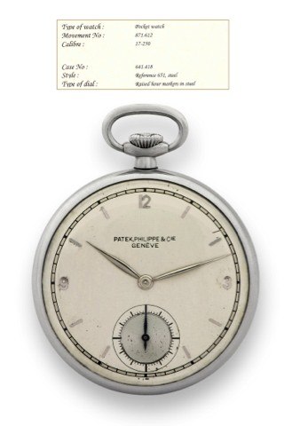 PATEK PHILIPPE, REF. 651. STEEL DRESS WATCH, TWO-TONE DIAL.Patek Philippe & Cie, Genève, No. 871612, case No. 641418, Ref. 651. Made in 1948, sold on July 17th, 1950..Fine and very rare, stainless steel, keyless dress watch with two-tone dial. Accompanied