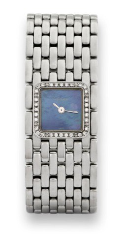 CARTIER REF. 2420 LADY’S.STEEL & DIAMONDS.Cartier, No. 51965, Ref. 2420. Made circa.2000..Fine, lady’s stainless steel and.diamond-set, water-resistant, quartz.wristwatch with an integral stainless steel.bracelet with concealed deplyant clasp.