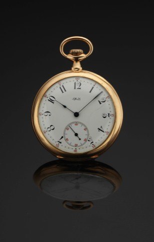 TIFFANY POCKET WATCH PINK GOLD.Tiffany & Co. New York, No. 82398. Made 1908..Very fine, keyless 18K pink gold pocket watch.