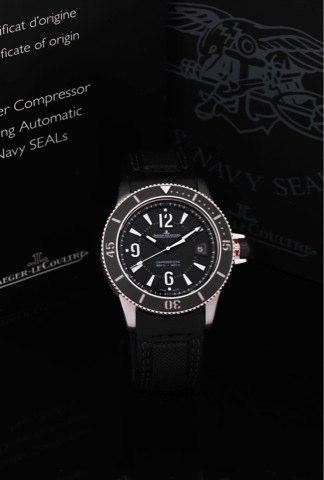 JAEGER LECOULTRE REF. 162.8.37 U.S. NAVY.SEALS LIMITED SERIES STEEL.Jaeger-LeCoultre, Master Compressor Diving 984 ft – 300 m.No. 0559/1500, case No. 2728210, ref. 162.8.37. Made in a.limited edition of 1500 pieces in 2010..Very fine, large, center second