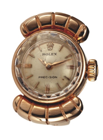 ROLEX REF. 9808 PRECISION RING.WATCH PINK GOLD.Rolex Geneve, Precision, Ref. 9808/9869..Made circa 1950..Fine 18K pink gold ring watch.