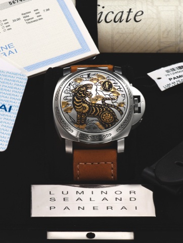 PANERAI, PAM838, SEALAND, YEAR OF THE TIGER.Officine Panerai, Firenze 1860, Luminor Sealand, PAM.00838. Made in a limited edition of 25 examples for the.Chinese market in 2010..Very fine and rare, large, self-winding, water-resistant.brushed stainless ste