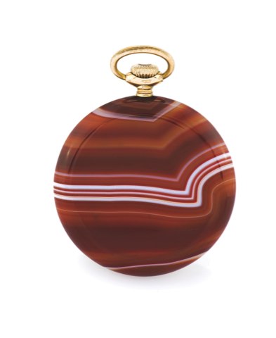 Zenith Red a Gate Watch.Zenith, swiss. Made circa 1935..Fine and rare, agate and gold filled keyless pocket watch. accompanied by the.original Zenith fitted box.