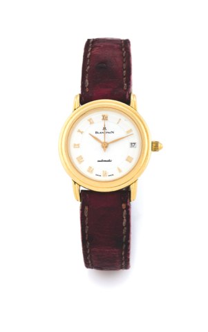 Blancpain - Lady’s Yellow Gold Automatic.Blancpain, Automatic, No. 1446. made in the 1990s..Fine, center seconds, self-winding, 18K yellow gold lady’s wristwatch.with an 18K yellow gold Blancpain buckle. Accompanied by the original.Blancpain fitted box, g