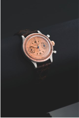 RoleX Ref 3668 Steel and PinK Gold.Rolex, Oyster Chronograph, Anti-Magnetic, case no. 47952, ref.3668. made in the 1940’s..Very fine and very rare, water-resistant, stainless steel and 18K pink gold wristwatch with.round button chronograph, register, tach