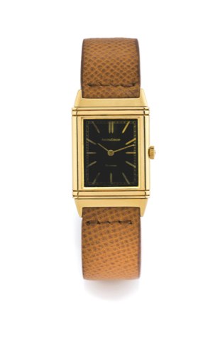 JAEGER LECOULTRE REVERSO REF 618421 YELLOW GOLD.Jaeger-LeCoultre, Reverso, case No. 1534843, Ref. 6184.21. Made.in 1979..Very fine and rare, rectangular, reversible, 18K yellow gold.wristwatch with an 18K yellow gold Jaeger LeCoultre buckle..Accompanied b