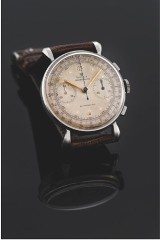 ROLEX REF. 4099.Rolex, Chronographe, Anti-Magnetic, No. 58327, Ref. 4099. Made in 1954..Very fine and rare, stainless steel wristwatch with square button chronograph, register.tachometer and telemeter, with a stainless steel Rolex buckle.