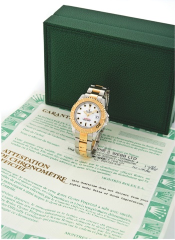 ROLEX - REF. 168623 - STEEL & GOLD.YACHTMASTER – MID SIZE.Rolex, Oyster Perpetual Date, Yacht-Master, Superlative Chronometer, Officially Certified, case No. P632766, Ref. 168623. Made in 2000, sold on June 17th, 2001..Very fine, center seconds, self-wind