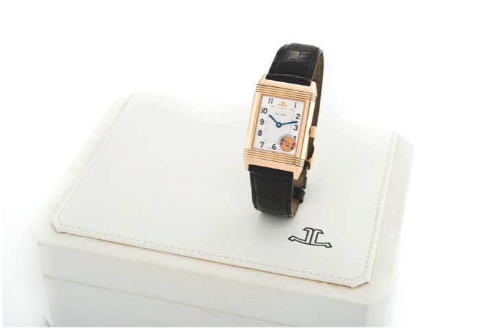 JAEGER LECOULTRE MINUTE REPEATING REVERSO.Jaeger-LeCoultre, Reverso - Répétition Minute, No. 256/500.Ref. 270.2.73. Made in a limited edition of 500 pieces in 1994..Very fine and rare, rectangular, minute repeating, 18K pink.gold reversible wristwatch wit