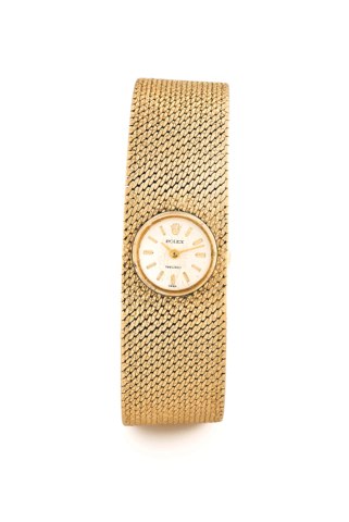 ROLEX PRECISION BRACELET WATCH.Rolex, Precision, case No. 31980. Made circa 1954..Fine, 9K yellow gold lady’s bracelet watch with an integrated 9K yellow gold Rolex bracelet.To be sold without reserve