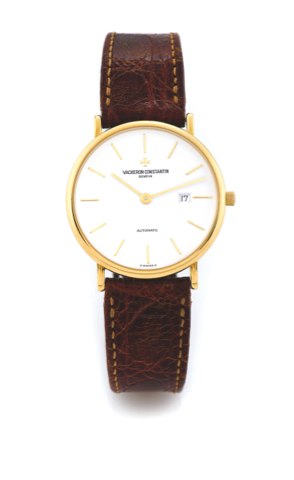 VACHERON CONSTANTIN REF. 48002.YELLOW GOLD AUTOMATIC.Vacheron Constantin, Genève, Automatic, No. 837755.case No. 646593, Ref. 48002/1. Made in the 1990’s..Very fine, flat, self-winding, 18K yellow gold wristwatch with date and an 18K yellow gold Vacheron 