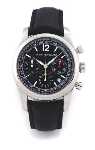 GIRARD-PERREGAUX STEEL RETOUR EN VOL –.SPECIAL EDITION – SCOZIA - ITALIA 2007.Girard-Perregaux, Chronographe Retour en Vol – Serie Speciale, Ref. 49580. Made as a special edition to celebrate the Scotland v Italy European Championship qualifying match, 17