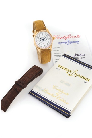 ULYSSE NARDIN LIMITED EDITION 175TH.ANNIVERSARY MONOPOUSSOIR.Ulysse Nardin, Le Locle, Swiss, Chronographe Monopoussoir.175ème anniversaire, No. 92/175, Ref. 386-22. Made in a limited.edition of 175 pieces to celebrate the 175th anniversary of the.Ulysse N