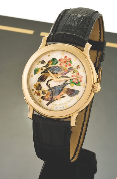 VACHERON CONSTANTIN – CLOISONNE ENAMEL DIAL INSPIRED BY JOHN J. AUDUBON’S BIRDS OF AMERICA.Vacheron & Constantin, Genève, movement No. 797963, case No. 682111, Ref. 43060, the enamel by Muriel Senchaud. Made in a limited edition of 10 pieces, l