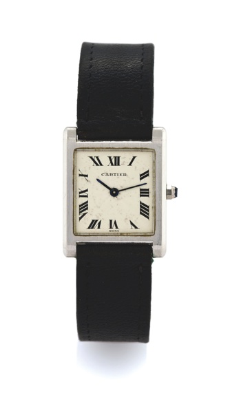 CARTIER PLATINUM TANK.Cartier, No. 222 016, the movement by Piaget, No. 624047. Made circa 1970..Fine and rare, rectangular, platinum wristwatch with an 18K white gold Cartier.deployant clasp.
