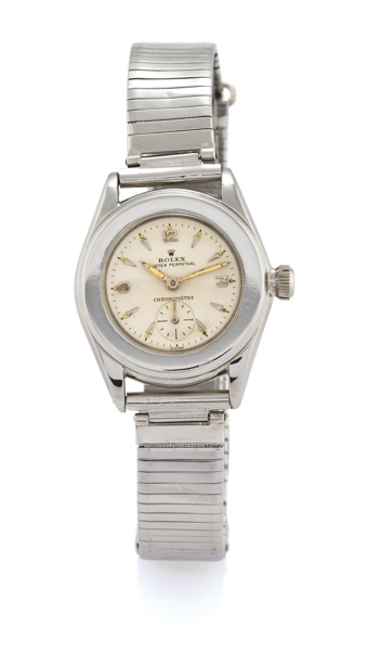 ROLEX REF 3348, LIFE SAVER.Rolex Oyster Perpetual, Chronometer, No. 114104, Ref. 3348. Made in the 1930s..Fine and very rare, self-winding, water-resistant, stainless steel midsized wristwatch with large smooth bezel and an associated stainless