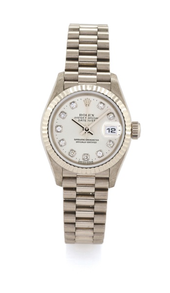 ROLEX REF. 79179- LADY WHITE GOLD DATEJUST.Rolex, Oyster Perpetual, Datejust, Superlative Chronometer Officially Certified, case No. P351430, Ref. 79179/2079. Made circa 2001. Fine, center seconds, self-winding, water-resistant, 18K white gold 