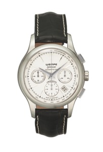 WEMPE ZEITMEISTER STEEL. Wempe ‘’Zeitmeister’’, Chronometer, No 003797. case No. 521400. Made in 2012.. Fine, self-winding, water resistant, stainless steel wristwatch. with date, square button chronograph, registers, tachometer. date and stainless steel 