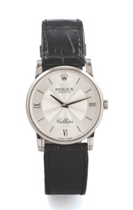 ROLEX REF. 5116 CELLINI WHITE GOLD. Rolex, Genève, “Cellini,” case No. D781129, Ref. 5116. Made circa 2005.. Fine and rare, 18K white gold wristwatch with 18K white gold Rolex buckle.