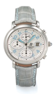 AUDEMARS PIGUET REF 26011. MILLENARY CHRONOGRAPH STEEL. Audemars Piguet, Genève, Millenary Chronograph. Automatic, case No. E 80780, Ref. 26011. Made circa 2005.. Fine and unusual, horizontal oval, self-winding, waterresistant. stainless steel wristwatch 