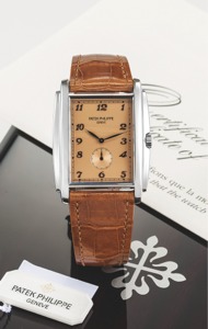 PATEK PHILIPPE REF. 5124G GONDOLO. WHITE GOLD. Patek Philippe, Genève, ‘’Gondolo’’, No. 3689791, case No.. 4427793, Ref. 5124G. Sold on February, 2009.. Very fine, rectangular, water-resistant, 18K white gold. wristwatch with an 18K white gold Patek Phili